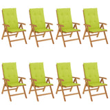 Chaises de jardin inclinables et coussins lot de 8 teck solide