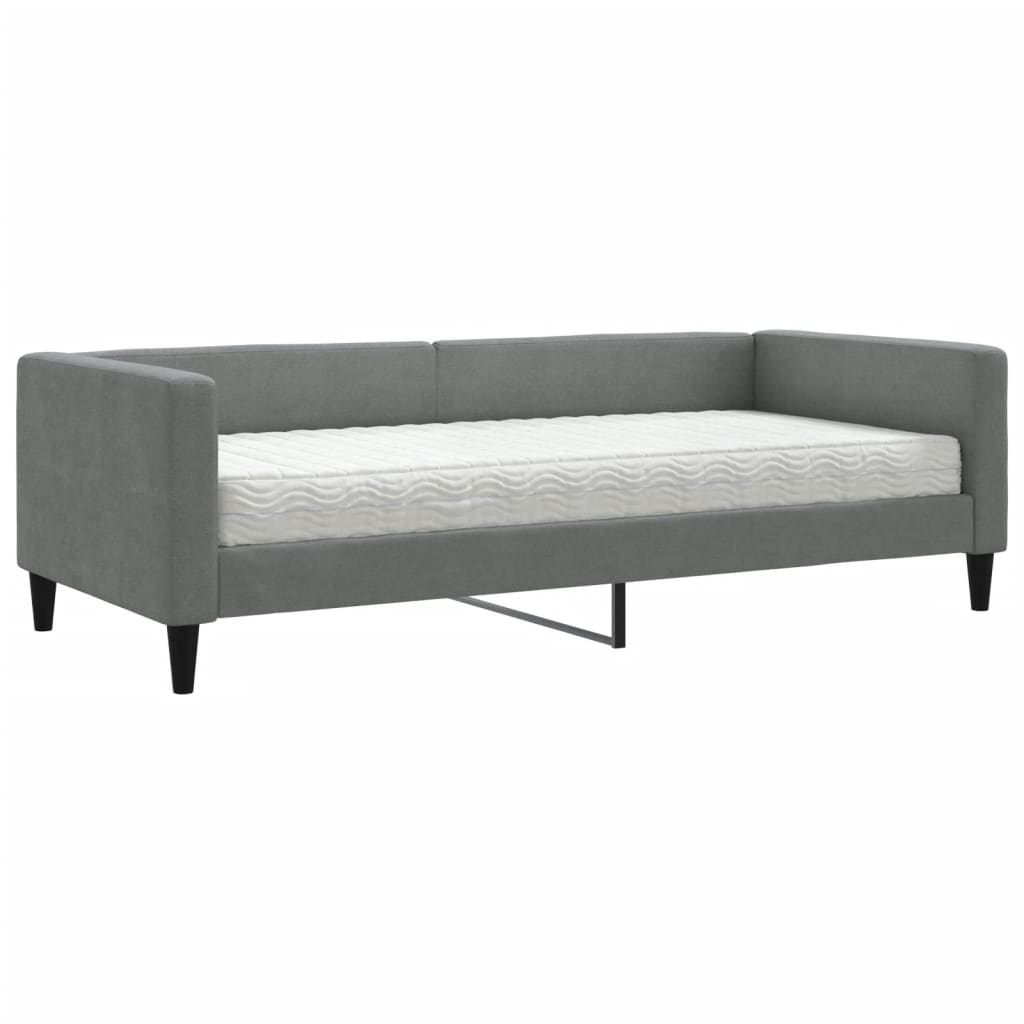 Lit de jour avec matelas gris foncé 90x200 cm tissu