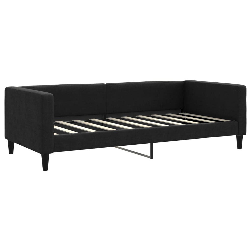 Lit de jour avec matelas noir 90x190 cm tissu