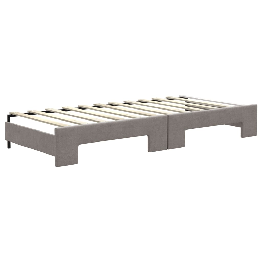 Lit de jour avec gigogne et matelas taupe 80x200 cm tissu