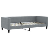 Lit de jour avec gigogne et matelas gris clair 90x200 cm tissu