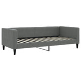 Lit de jour avec gigogne et matelas gris foncé 90x200 cm tissu