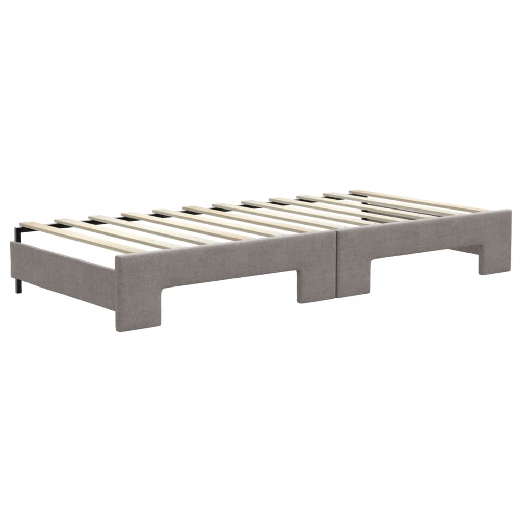 Lit de jour avec gigogne et matelas taupe 90x200 cm tissu