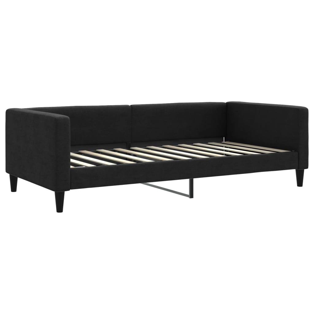 Lit de jour avec gigogne et matelas noir 100x200 cm tissu