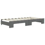 Lit de jour avec gigogne et matelas gris foncé 90x190 cm tissu