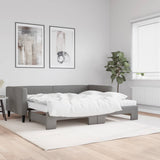 Lit de jour avec gigogne et matelas gris foncé 90x190 cm tissu