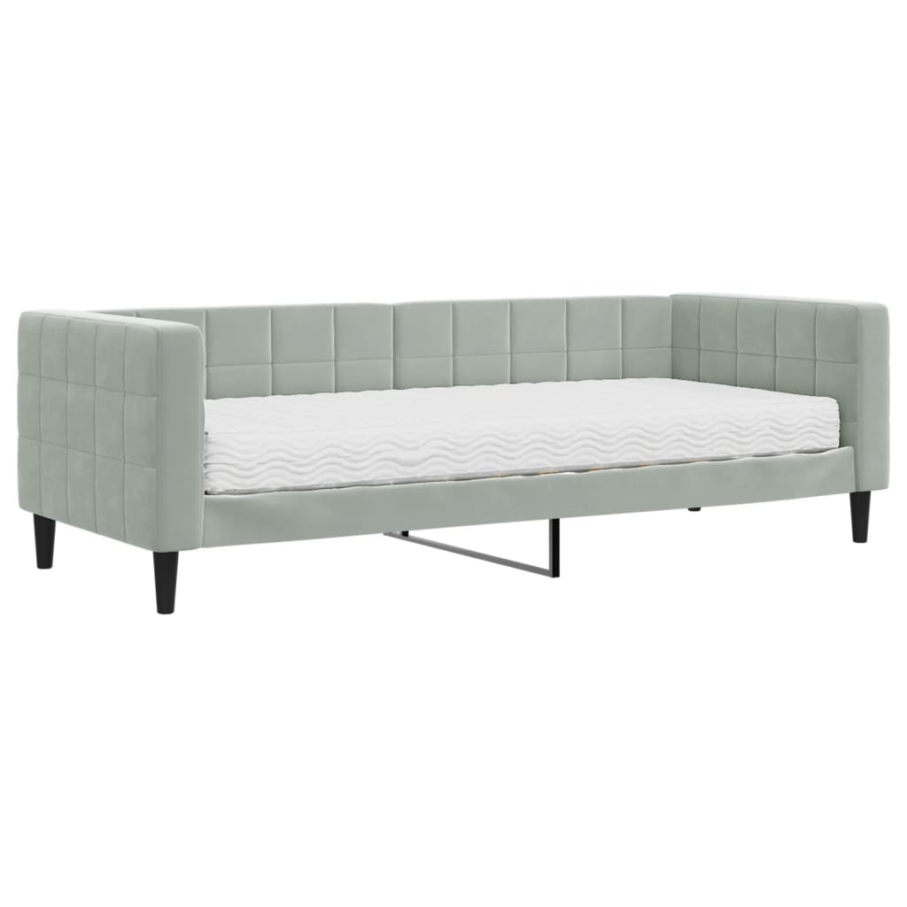 Lit de jour avec matelas gris clair 80x200 cm velours