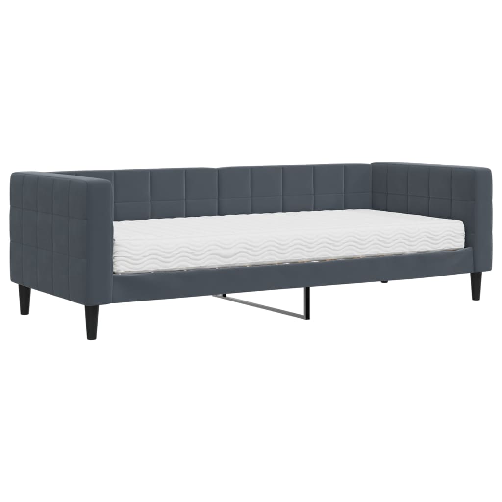 Lit de jour avec matelas gris foncé 80x200 cm velours