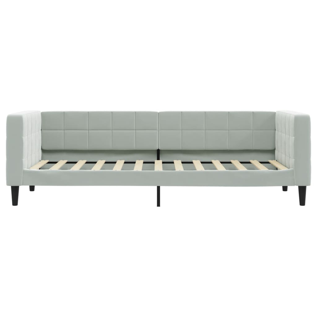 Lit de jour avec matelas gris clair 90x200 cm velours