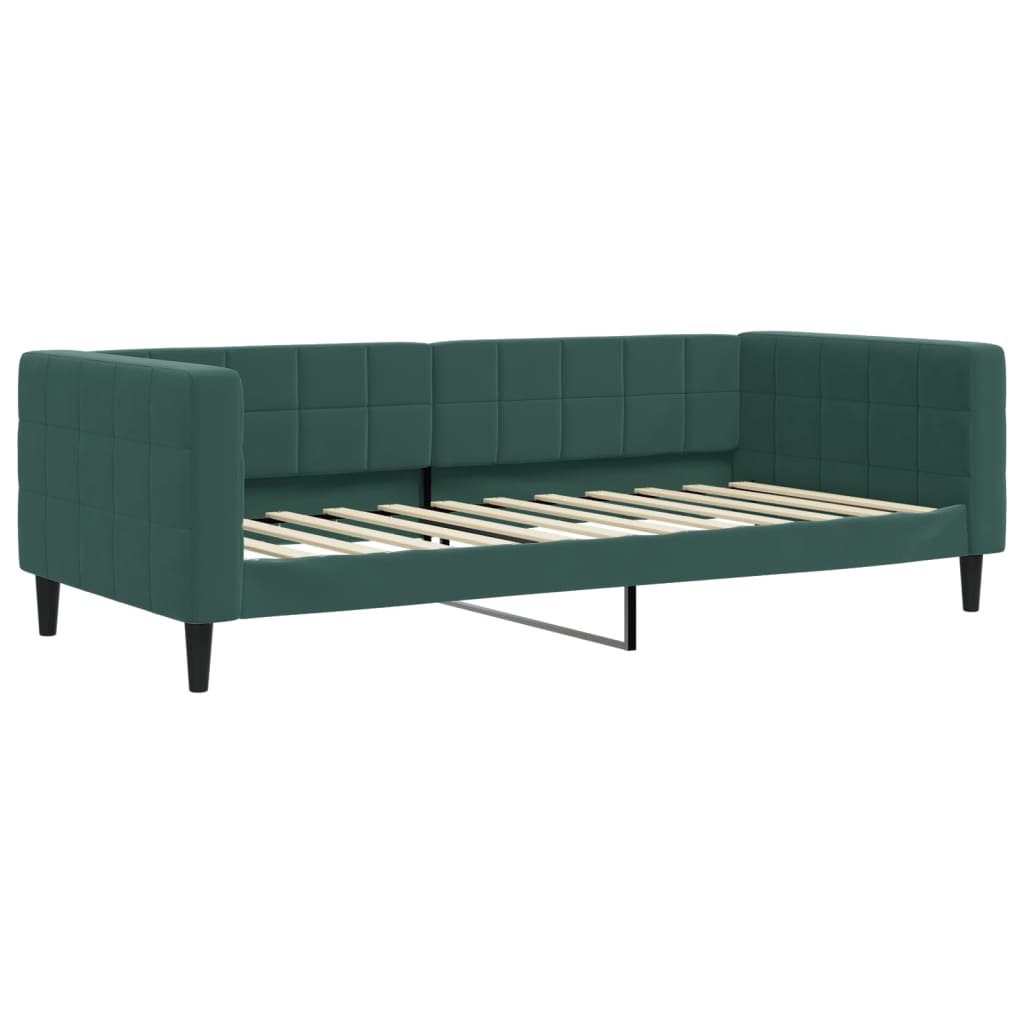 Day bed with dark green mattress 90x200 cm velvet