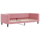 Lit de jour avec matelas rose 90x200 cm velours