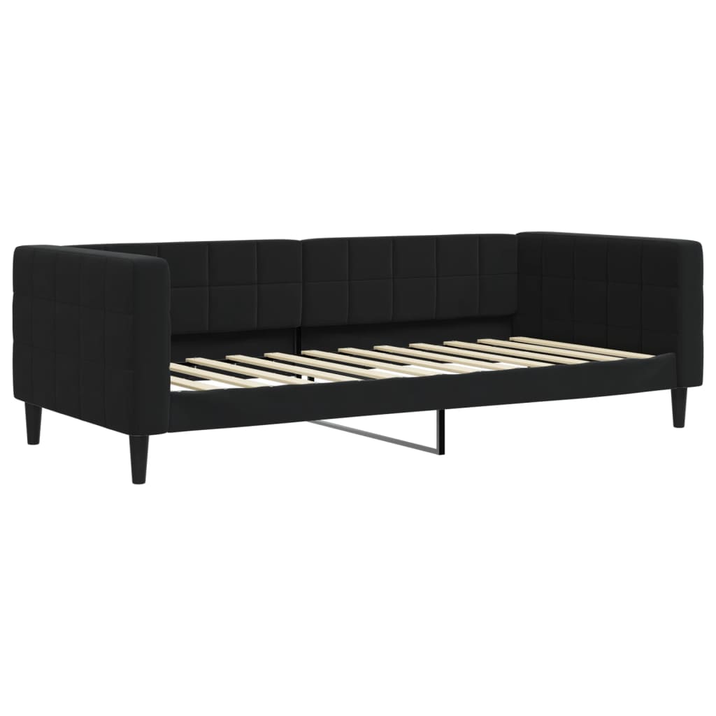 Lit de jour avec matelas noir 90x200 cm velours