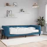 Lit de jour avec matelas bleu 100x200 cm velours