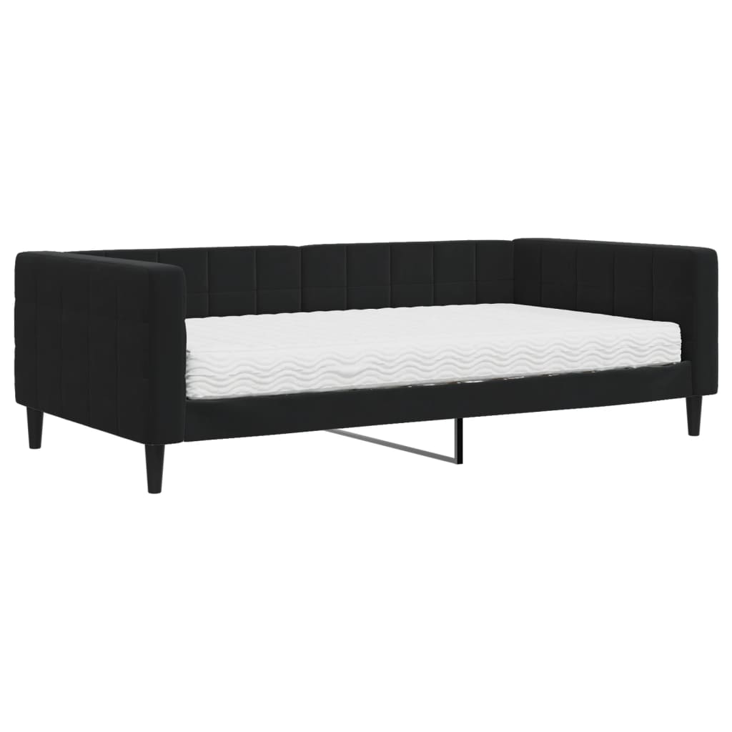 Lit de jour avec matelas noir 100x200 cm velours