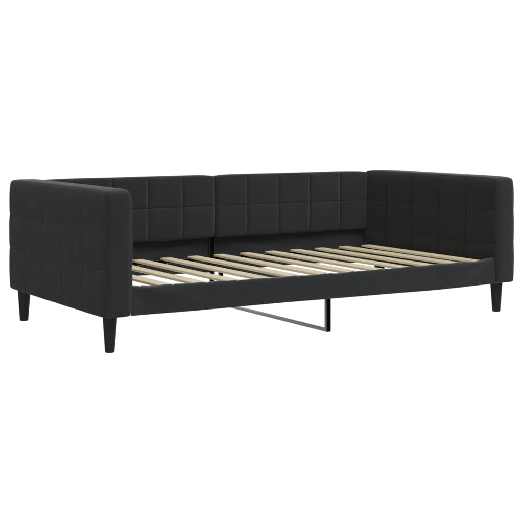 Lit de jour avec matelas noir 100x200 cm velours