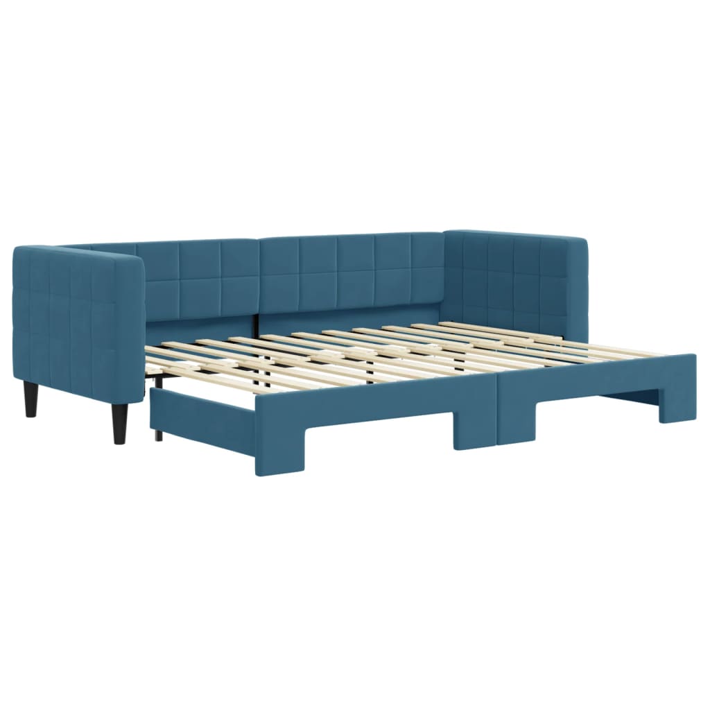 Day bed with trundle without mattress blue 80x200 cm