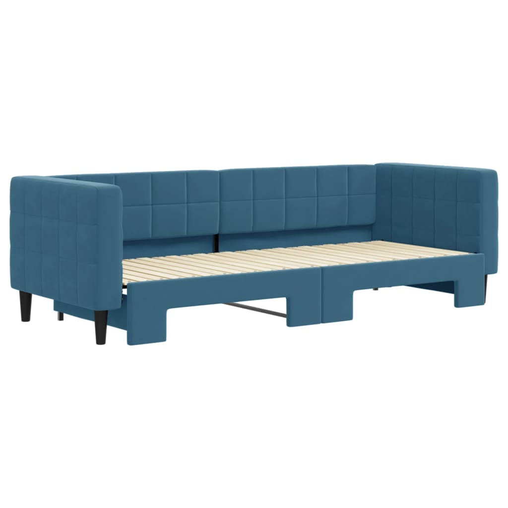 Day bed with trundle without mattress blue 80x200 cm