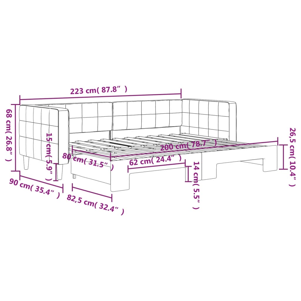 Day bed with trundle without mattress blue 80x200 cm