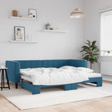 Day bed with trundle without mattress blue 80x200 cm