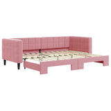 Lit de jour avec gigogne sans matelas rose 80x200 cm