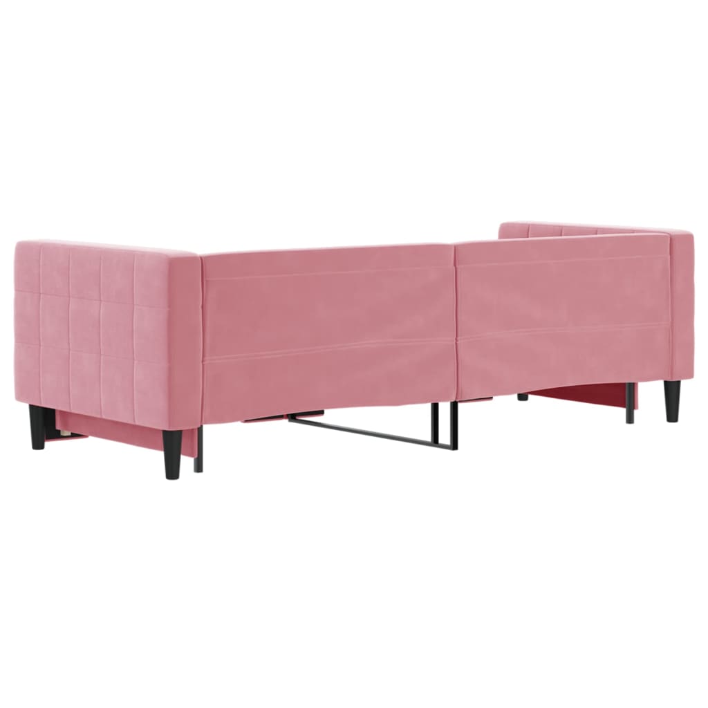 Lit de jour avec gigogne sans matelas rose 80x200 cm