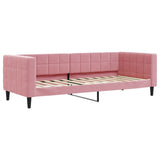 Lit de jour avec gigogne sans matelas rose 80x200 cm