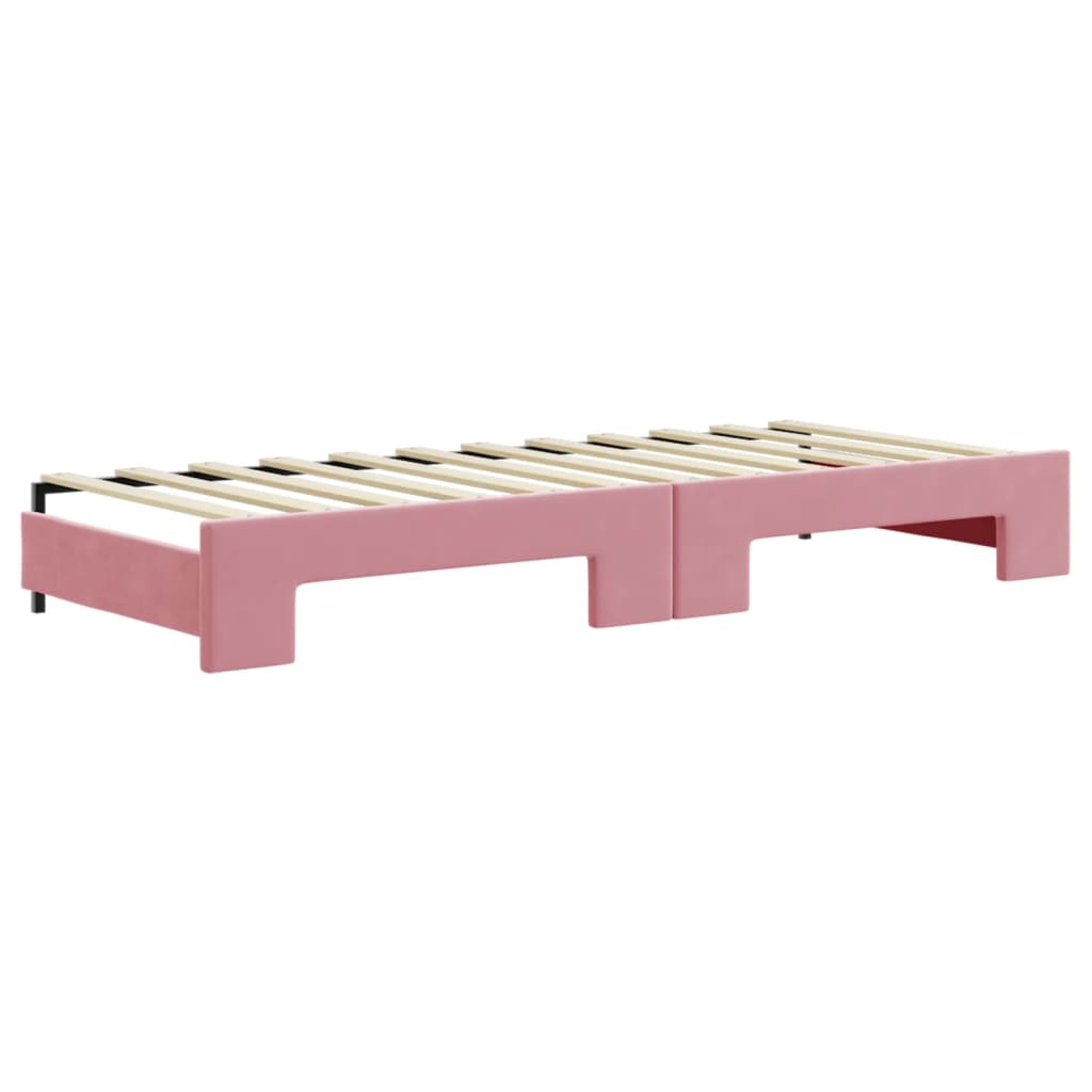 Lit de jour avec gigogne sans matelas rose 80x200 cm