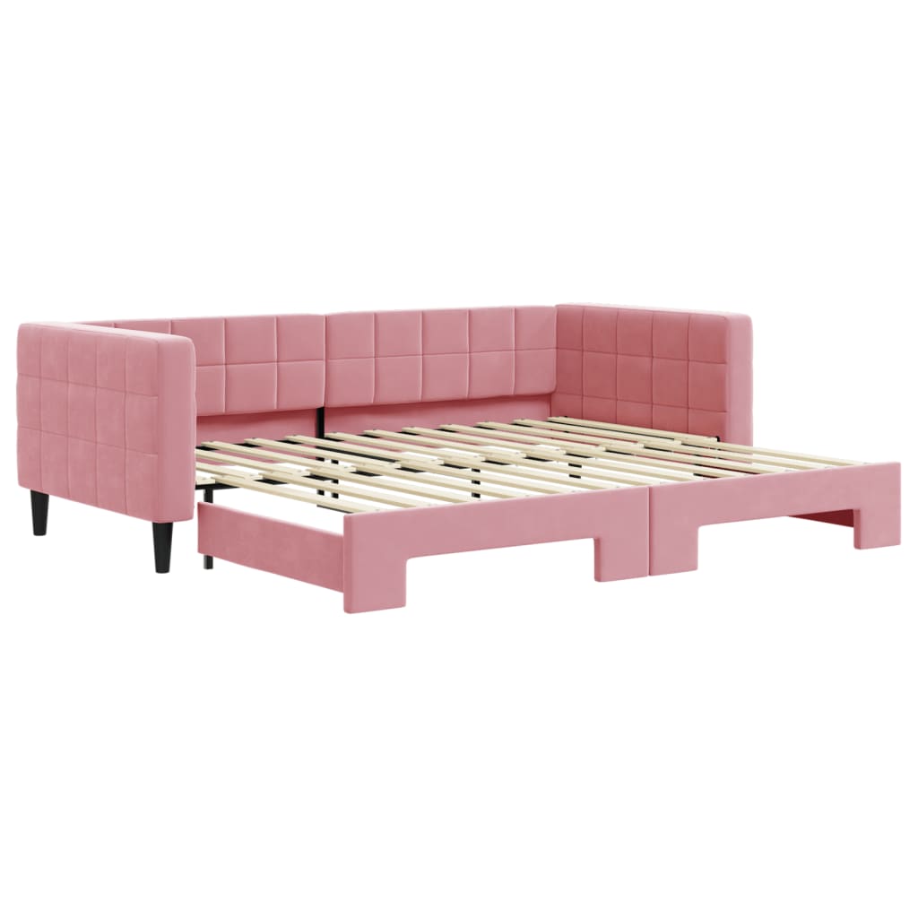 Lit de jour avec gigogne sans matelas rose 90x200 cm