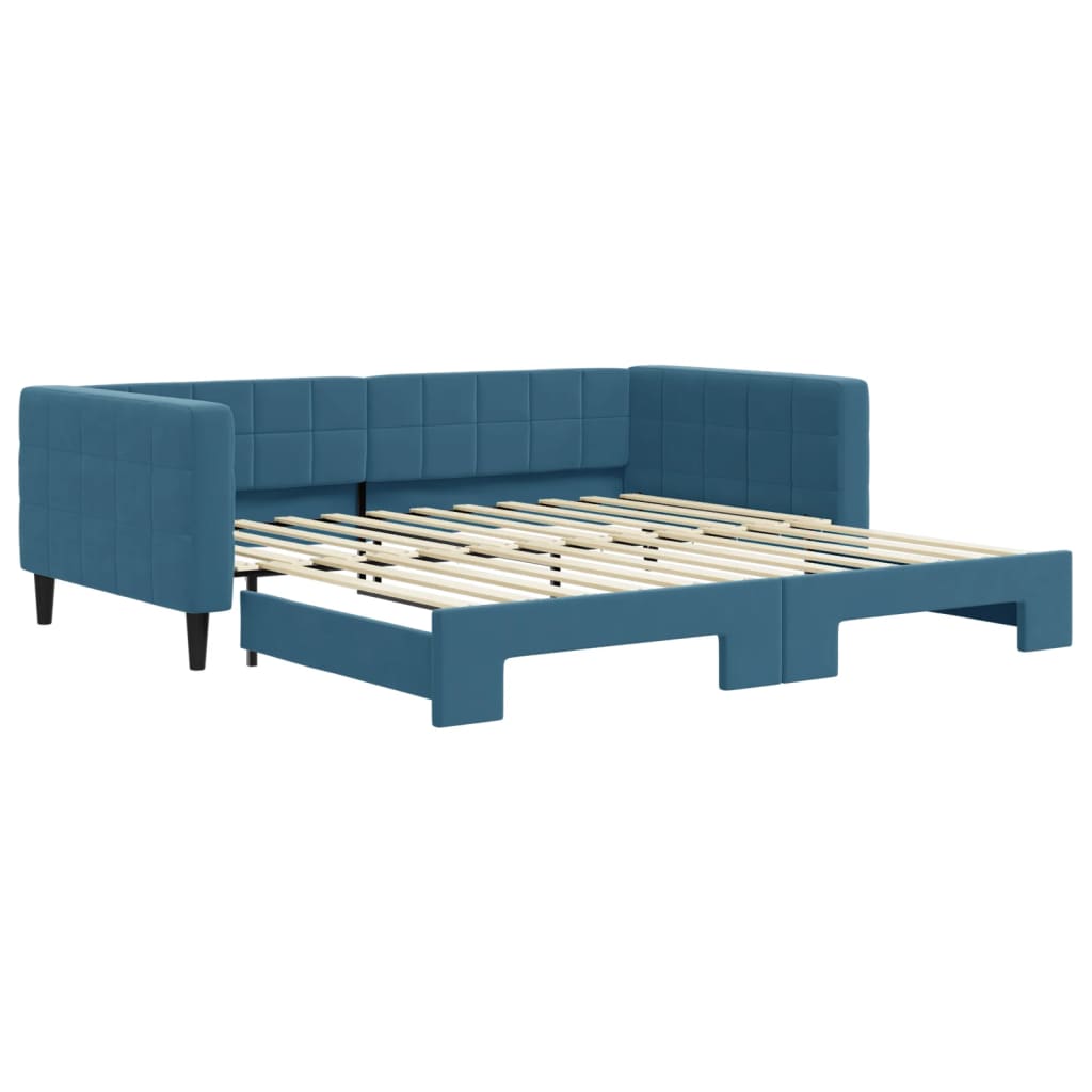 Day bed with trundle without mattress blue 100x200 cm