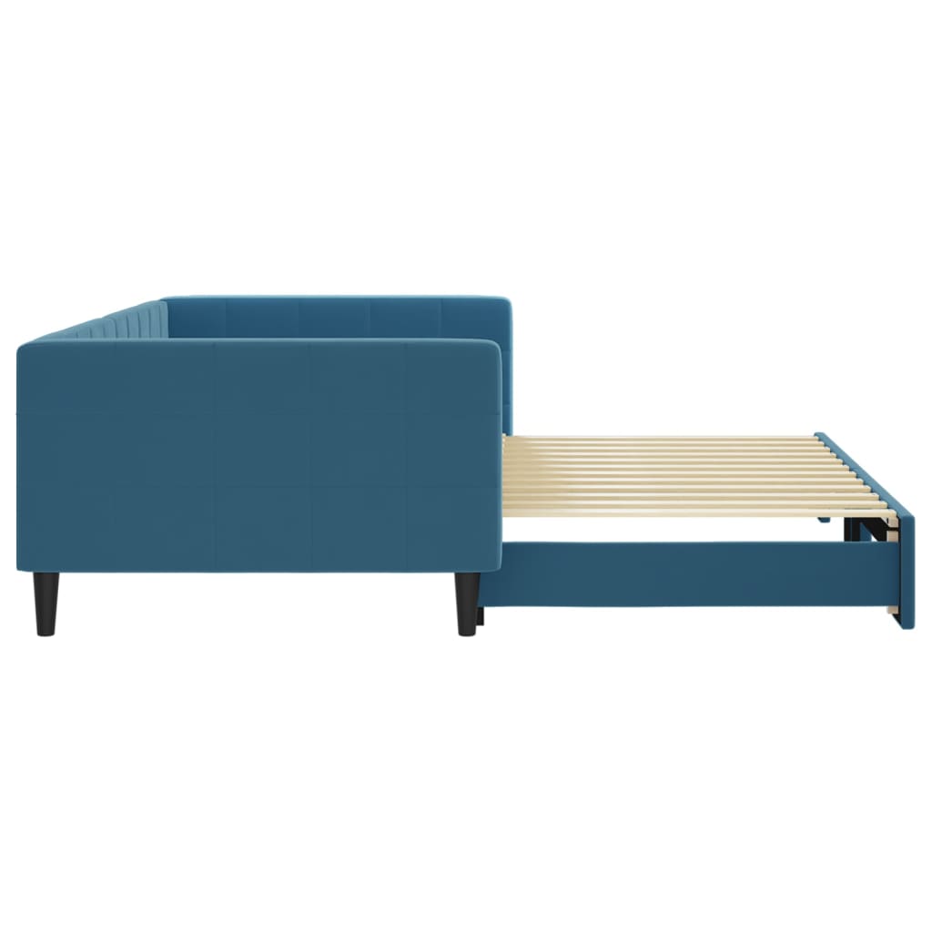 Day bed with trundle without mattress blue 100x200 cm