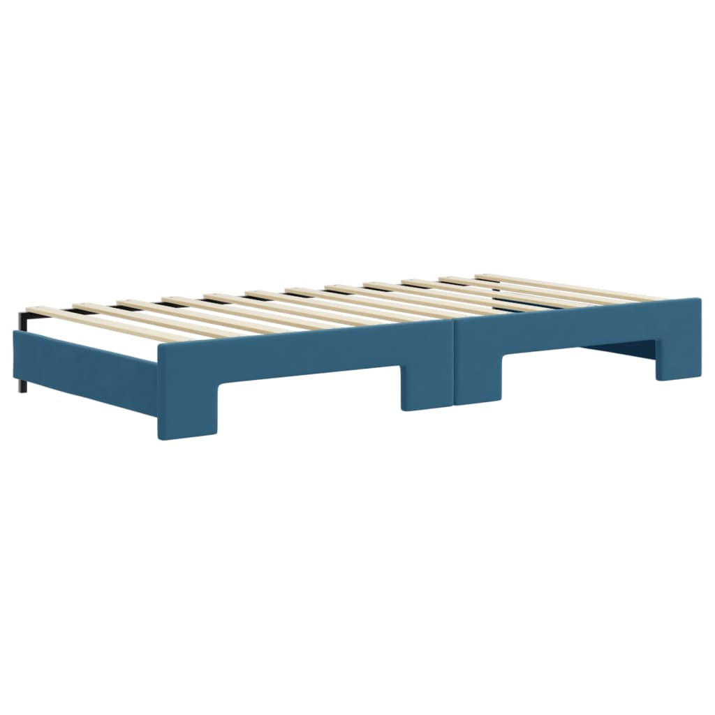 Day bed with trundle without mattress blue 100x200 cm