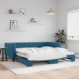 Day bed with trundle without mattress blue 100x200 cm