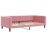 Lit de jour avec lit gigogne rose 100x200 cm velours