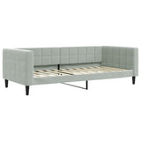 Lit de jour avec gigogne et matelas gris clair 90x200cm velours