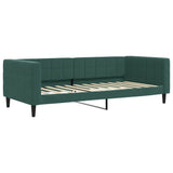 Lit de jour avec gigogne et matelas vert foncé 90x200cm velours