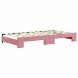 Lit de jour avec lit gigogne et matelas rose 100x200 cm velours