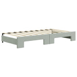 Lit de jour avec gigogne et matelas gris clair 90x190cm velours