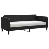 Lit de jour avec matelas noir 80x200 cm tissu