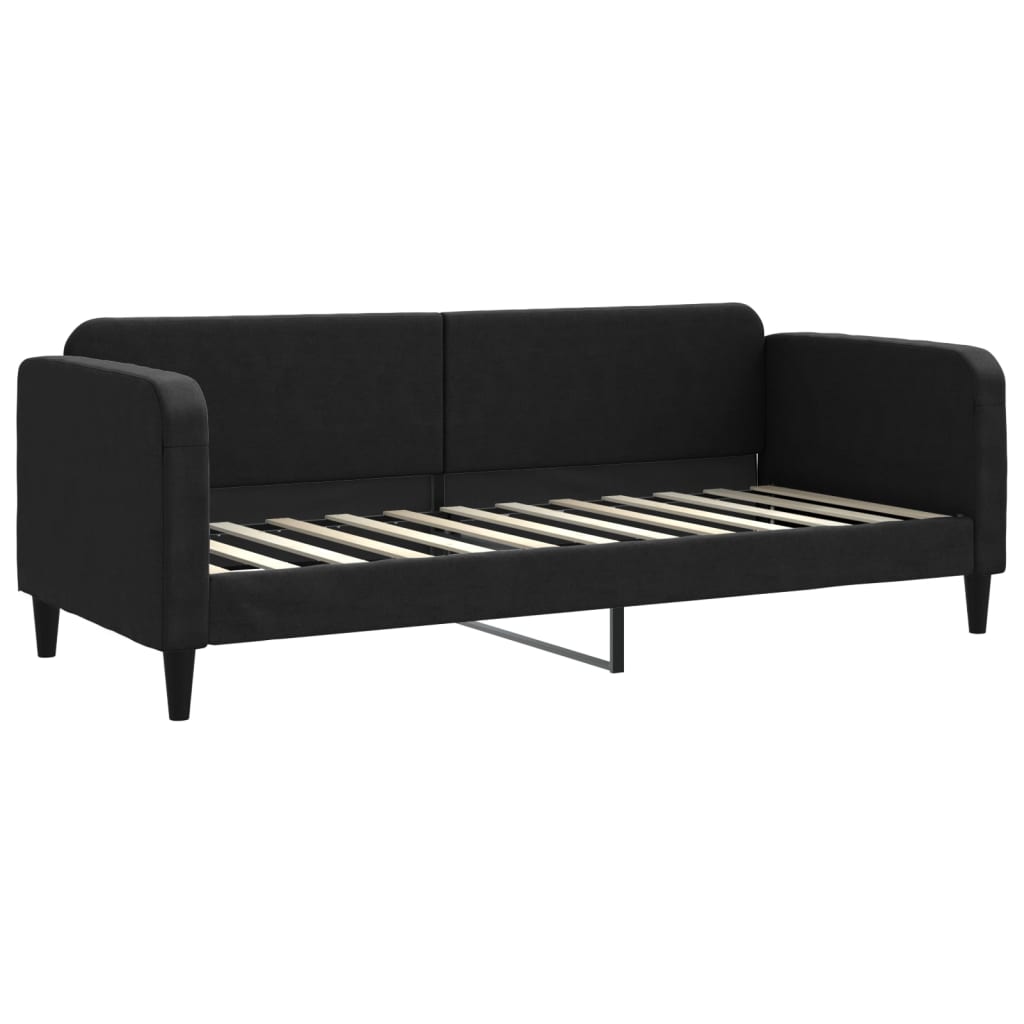 Lit de jour avec matelas noir 80x200 cm tissu