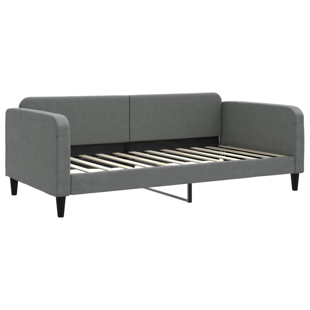 Lit de jour avec matelas gris foncé 100x200 cm tissu