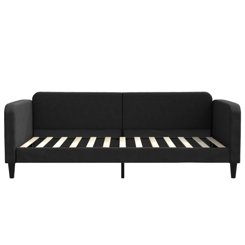 Lit de jour avec matelas noir 100x200 cm tissu