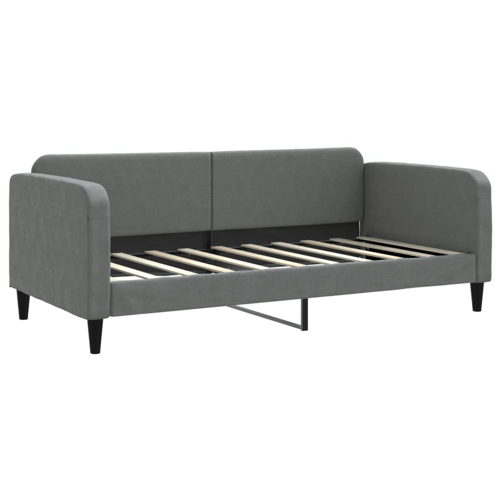 Lit de jour avec matelas gris foncé 90x190 cm tissu