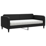 Lit de jour avec matelas noir 90x190 cm tissu