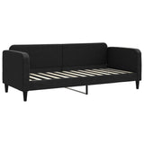 Lit de jour avec lit gigogne et matelas noir 80x200 cm tissu