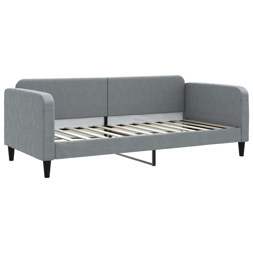 Lit de jour avec gigogne et matelas gris clair 90x200 cm tissu