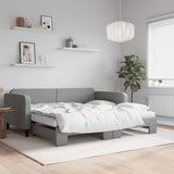 Lit de jour avec gigogne et matelas gris clair 100x200 cm tissu