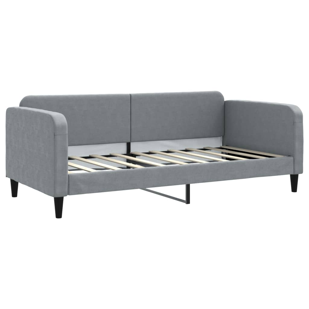 Lit de jour avec gigogne et matelas gris clair 90x190 cm tissu