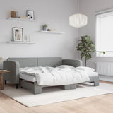 Lit de jour avec gigogne et matelas gris clair 90x190 cm tissu