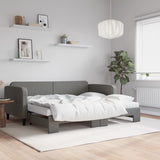 Lit de jour avec gigogne et matelas gris foncé 90x190 cm tissu