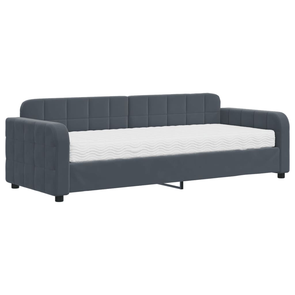 Lit de jour avec matelas gris foncé 80x200 cm velours